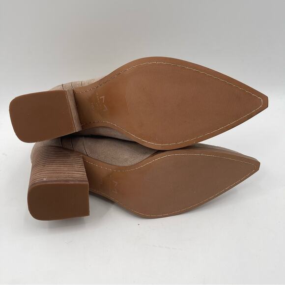 NEW MARC FISHER Boots Oshay Ankle Bootie Dark Walnut Stacked Heel Suede Size 11 - Picture 11 of 15